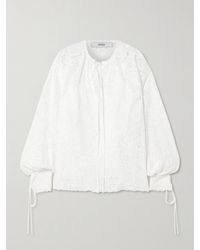 Erdem - Tie-Neck Cotton-Lace Blouse - Lyst