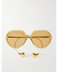Bottega Veneta - Drop Round-Frame Acetate And-Tone Sunglasses - Lyst