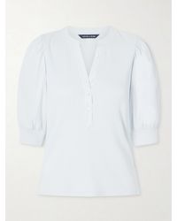 Veronica Beard - Coralee Poplin And Ribbed Stretch-Pima Cotton-Jersey Top - Lyst