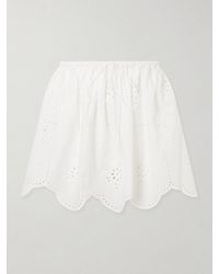 Matteau - Scalloped Broderie Anglaise-Trimmed Cotton Mini Skirt - Lyst