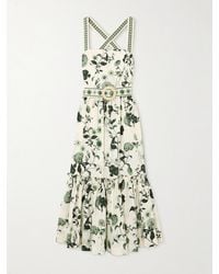Cara Cara - Julietta Belted Ruffled Floral-Print Cotton-Poplin Midi Dress - Lyst