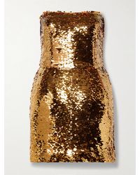 Dolce & Gabbana - Trägerloses Minikleid Aus Tüll Mit Pailletten - Lyst