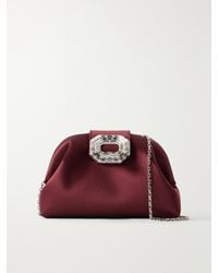 AMINA MUADDI - Camelia Crystal-Embellished Satin Clutch - Lyst