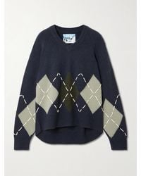 arch4 - Sloane Embroidered Argyle Cashmere Sweater - Lyst