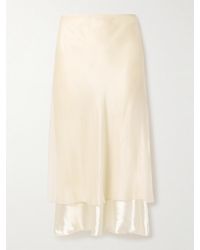 KHAITE - Monina Layered Satin And Organza Midi Skirt - Lyst