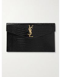 Saint Laurent - Uptown Leather Clutch Bag - Lyst
