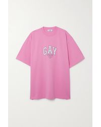 Balenciaga Oversized Embroidered Cotton-jersey T-shirt - Pink