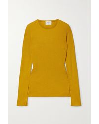 Bassike Ribbed Linen And Cotton-blend Top - Yellow
