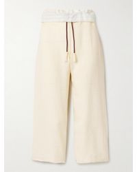 Thank You Have A Good Day - Cropped Paneled Appliquéd Linen Wide-Leg Pants - Lyst