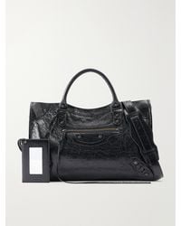 Balenciaga - Le City Medium Embellished Crinkled-Leather Shoulder Bag - Lyst