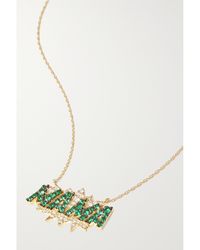 Diane Kordas - Mama 18-Karat, Emerald And Diamond Necklace - Lyst