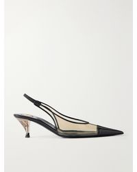 Saint Laurent - Fanny 55 Patent Leather-Trimmed Tpu Slingback Pumps - Lyst