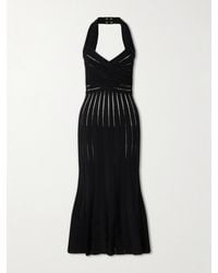 Balmain - Flechage Halterneck Knit Jersey Midi Dress - Lyst