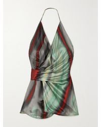 Rick Owens - Laura Printed Satin Halterneck Wrap Top - Lyst