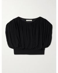Heirlome - Cummerbund Cropped Gathered Silk-Georgette Blouse - Lyst