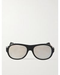 Celine - Aviator-Style Leather-Trimmed Acetate Sunglasses - Lyst