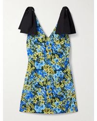 Kika Vargas - Frances Bow-Embellished Floral-Print Twill Mini Dress - Lyst