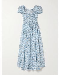 Doen - Ashlynn Midikleid Aus Biobaumwoll-Voile Mit Blumenprint Und Raffungen Zum Binden - Lyst