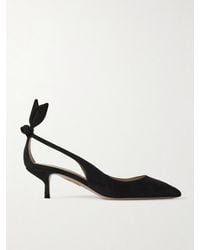 Aquazzura - Bow Tie 50 Suede Pumps - Lyst