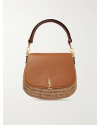 Saint Laurent - Voltaire Top Handle Leather-Trimmed Bamboo Shoulder Bag - Lyst