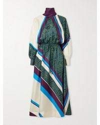 ALÉMAIS - Joni Tie-Detailed Printed Silk-Twill Midi Dress - Lyst