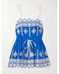 Miguelina - Mini-Robe En Popeline À Broderies Et À Festons Brielle Rhombus - Lyst