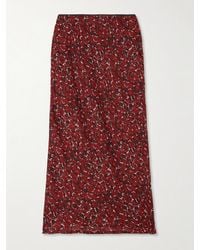 Saint Laurent - Printed Silk-Mousseline Midi Skirt - Lyst