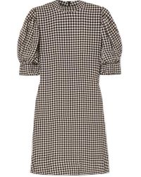 Ganni Gingham Crepe Mini Dress - Black