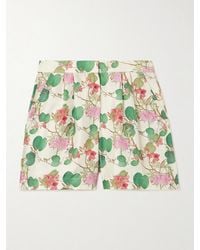 Emporio Sirenuse - Tamu Pleated Floral-Print Silk-Twill Shorts - Lyst