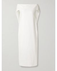 The Row - Anitas Off-The-Shoulder Cape-Effect Cotton-Poplin Midi Dress - Lyst