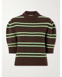 Marni - Cropped Striped Open-Knit Cashmere Sweater - Lyst