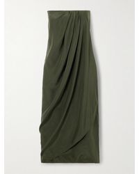 GAUGE81 - Onna Strapless Draped Silk-Satin Midi Dress - Lyst