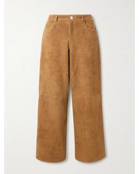 Nour Hammour - Milo Paneled Suede Wide-Leg Pants - Lyst