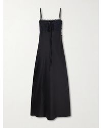 Chloé - Lace-Trimmed Silk-Satin Midi Dress - Lyst
