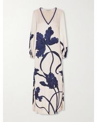 ANDRES OTALORA - Aduma Embellished Floral-Print Satin Maxi Dress - Lyst