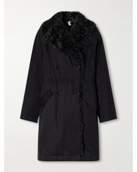 TOTEME - Double-Breasted Shearling-Trimmed Organic Cotton Woven Coat - Lyst