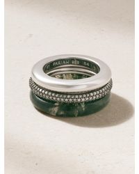 BY PARIAH - Aurea Set Of Three Sterling, Agate And Diamond Rings - Lyst