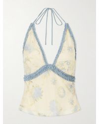 SIR. - Cecile Ruffled Printed Chiffon Halter Top - Lyst