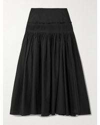 Theory - Pintucked Pleated Cotton-Blend Poplin Maxi Skirt - Lyst