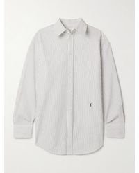 Saint Laurent - Hemd Aus Gestreifter Baumwolle Mit Stickerei - Lyst