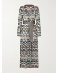 Missoni - Striped Belted Crochet-Knit Cardigan - Lyst