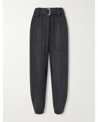 Brunello Cucinelli - Belted Felted Wool And Cashmere-Blend Tapered Pants - Lyst