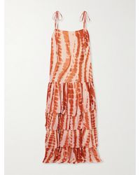 ANDRES OTALORA - Tha Maxikleid Aus Recyceltem Chiffon Mit Print Und Stufen - Lyst