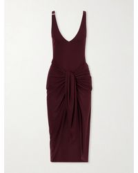 The Attico - Knotted Ribbed Lyocell Midi Dress - Lyst
