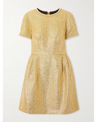 Carolina Herrera - Minikleid Aus Metallic-Tweed Mit Kristallen Und Kunstperlen - Lyst