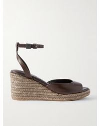 Brunello Cucinelli - Espadrille-Wedges Aus Leder Mit Zierperlen - Lyst