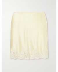 Doen - Giulietta Lace-Trimmed Silk-Charmeuse Mini Skirt - Lyst
