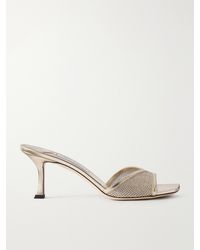 Jimmy Choo - Skye 70 Crystal-Embellished Leather-Trimmed Mesh Sandals - Lyst