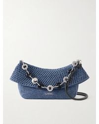 Loewe - Paula's Ibiza Ola Embellished Leather-Trimmed Raffia Shoulder Bag - Lyst
