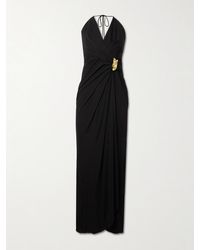 Rebecca Vallance - Zaley Draped Embellished Jersey Halterneck Maxi Dress - Lyst